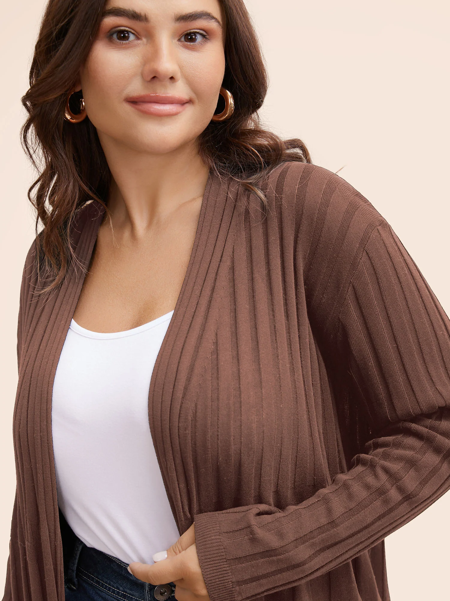 Plain Textured Kimono Collar Cardigan - Image 32