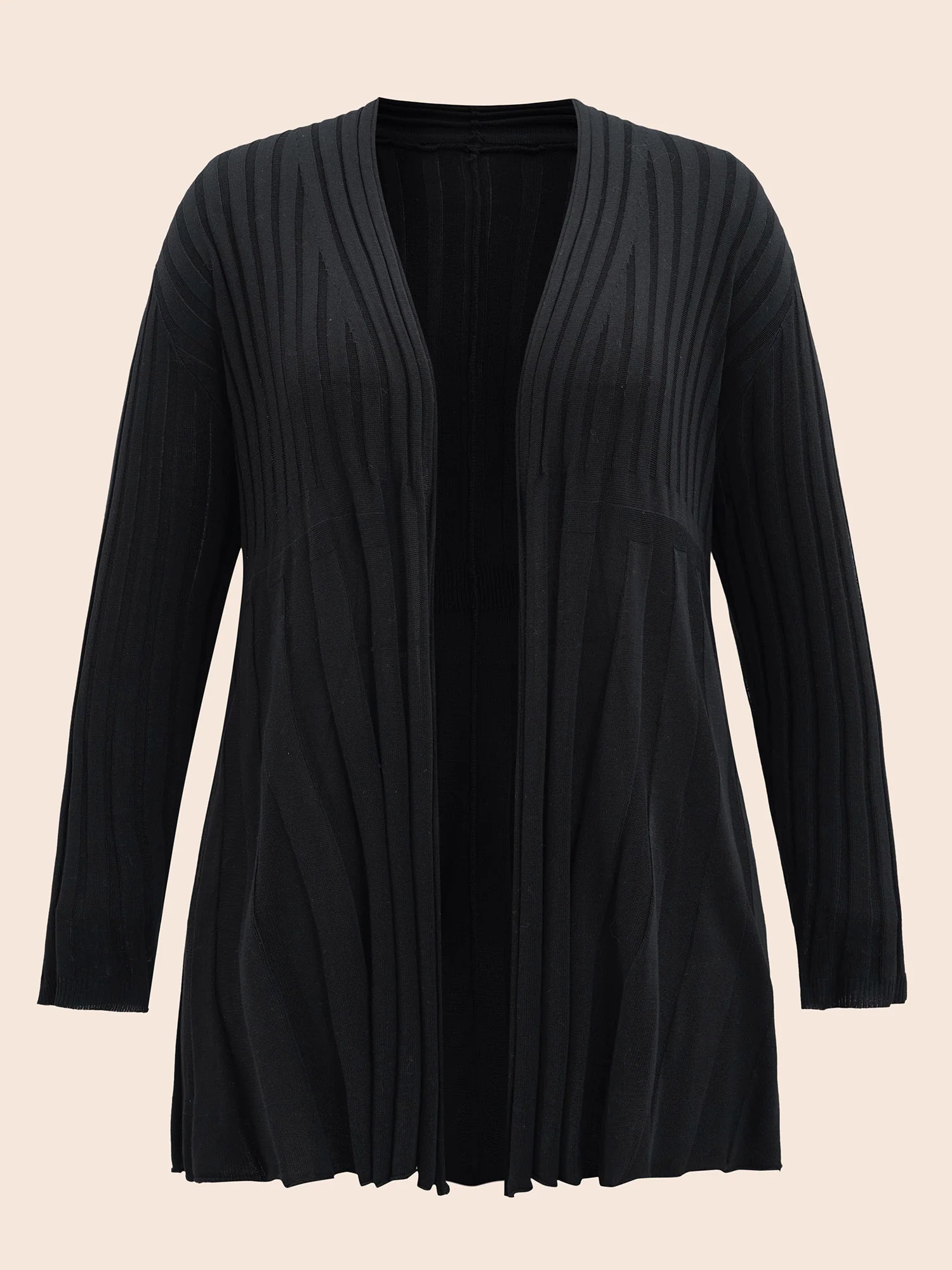 Plain Textured Kimono Collar Cardigan - Image 9