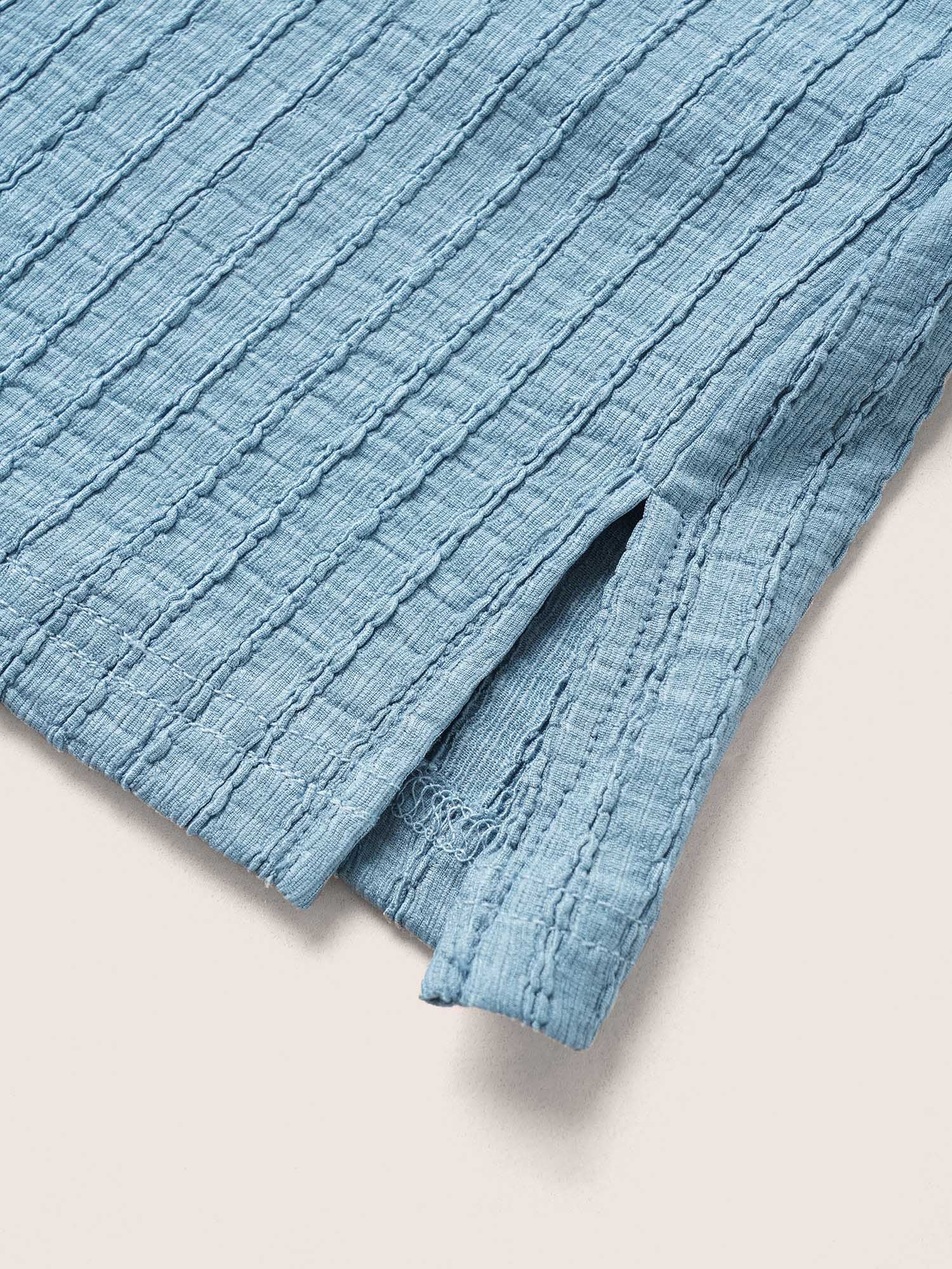 Plain Textured Patched Pocket Tab Sleeve T-shirt - Image 6