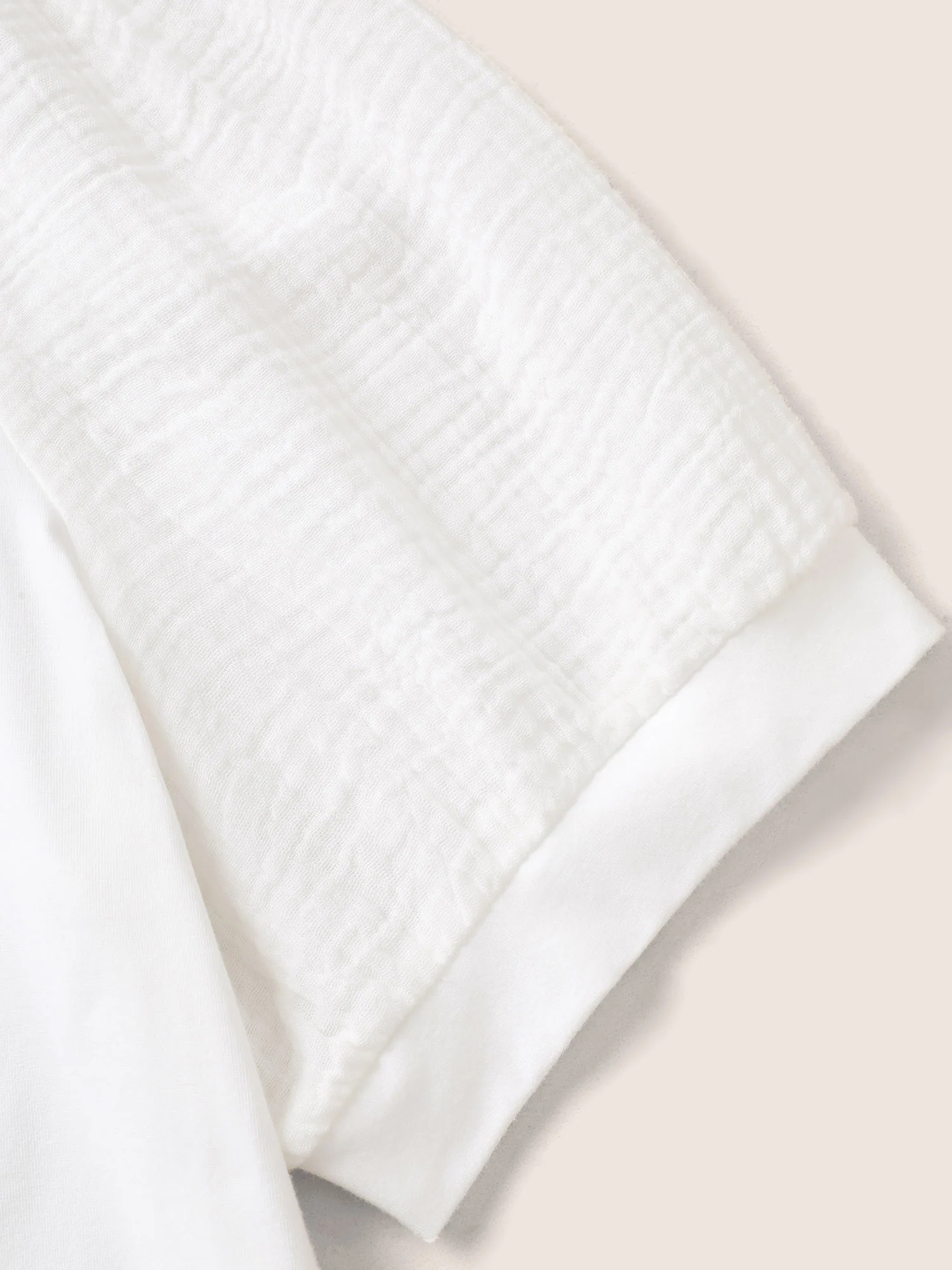 Plain Textured Patchwork Lantern Sleeve T-Shirt - Image 15