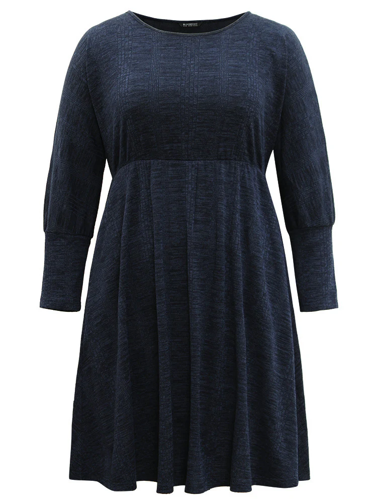 Plain Textured Pocket Elastic Waist Dress - Image 7