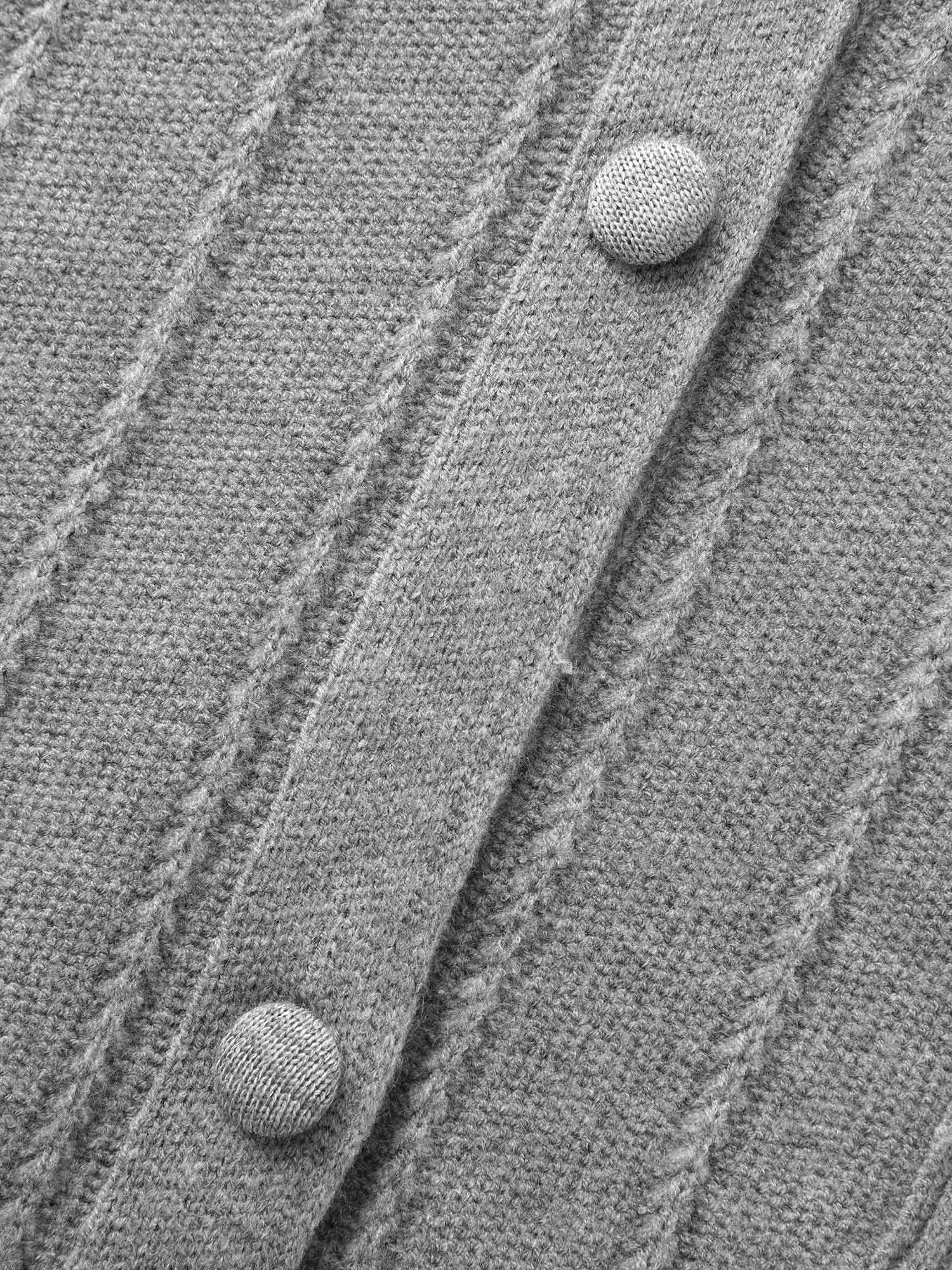 Plain Textured Polo Neck Pocket Cardigan - Image 6