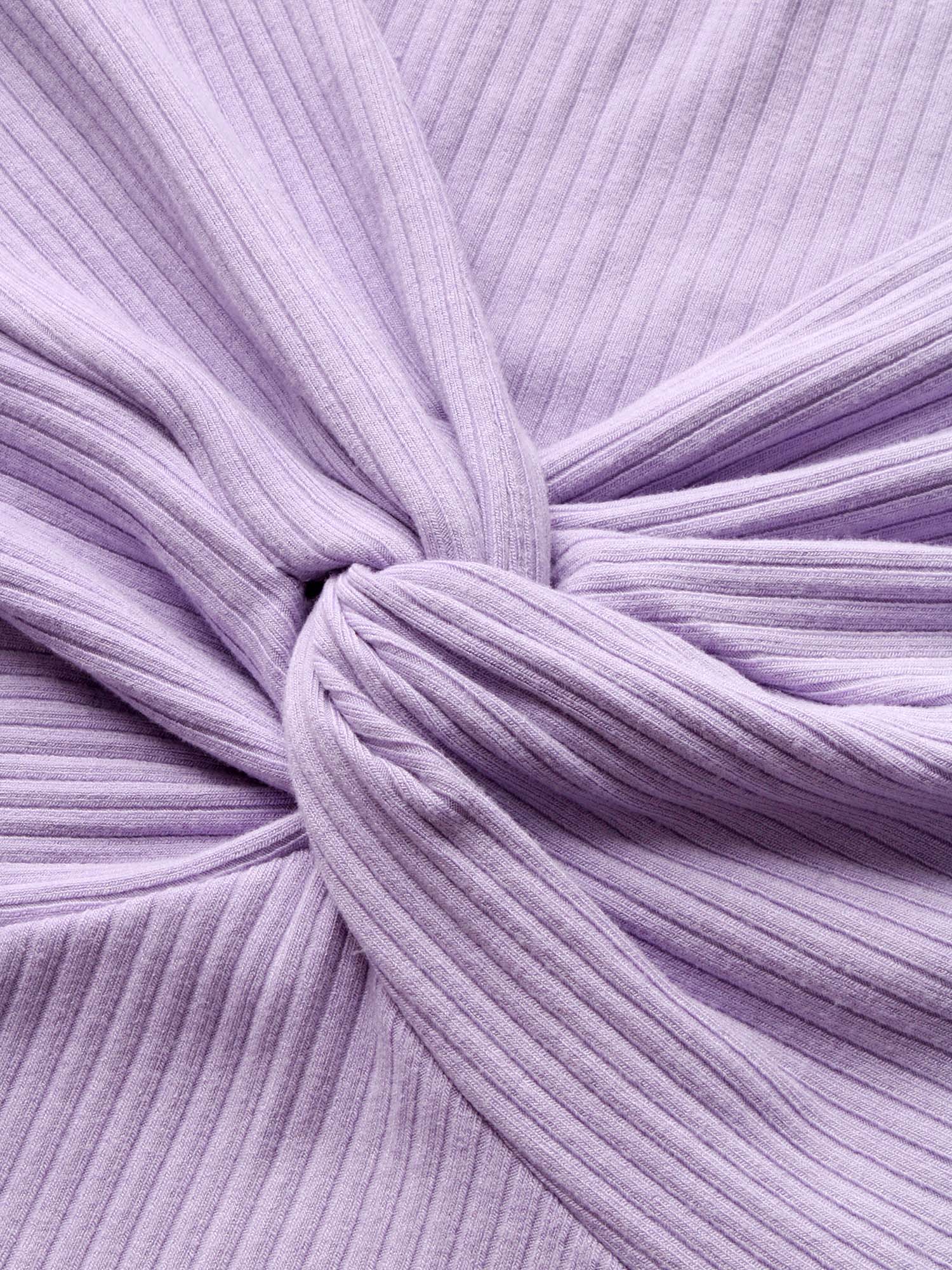 Plain Textured Rib Knit Twist Front T-shirt - Image 5