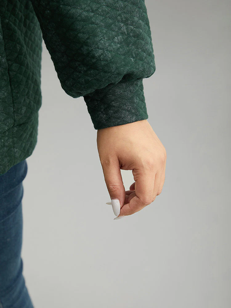 Plain Textured Round Neck Sweatshirt - Image 6