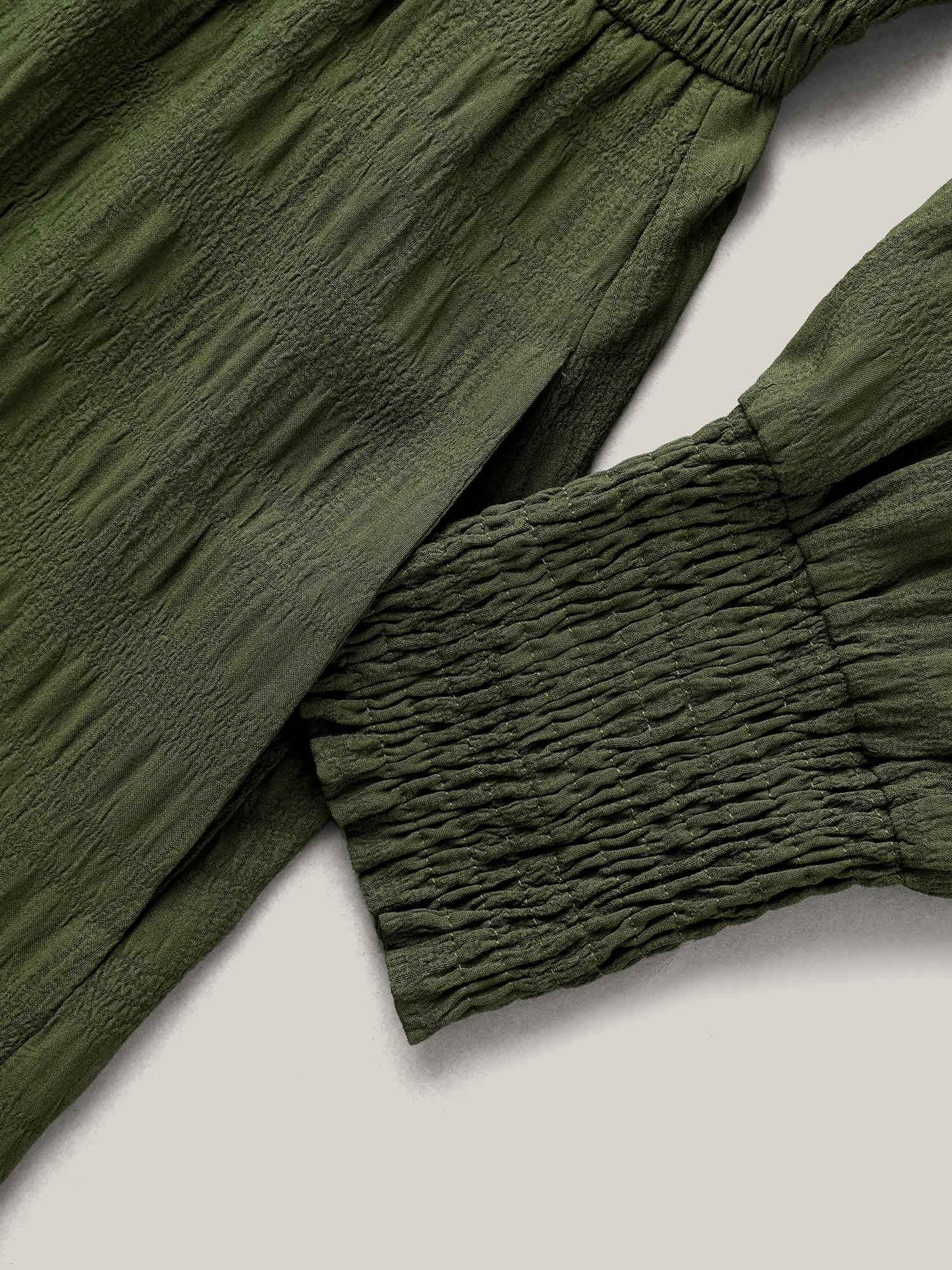 Plain Textured Shirred Midi Dress - Image 7