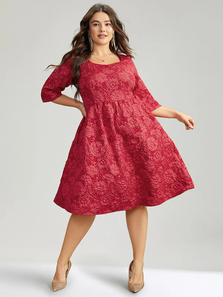 Plain Textured Square Neck Pocket Dress - Image 5
