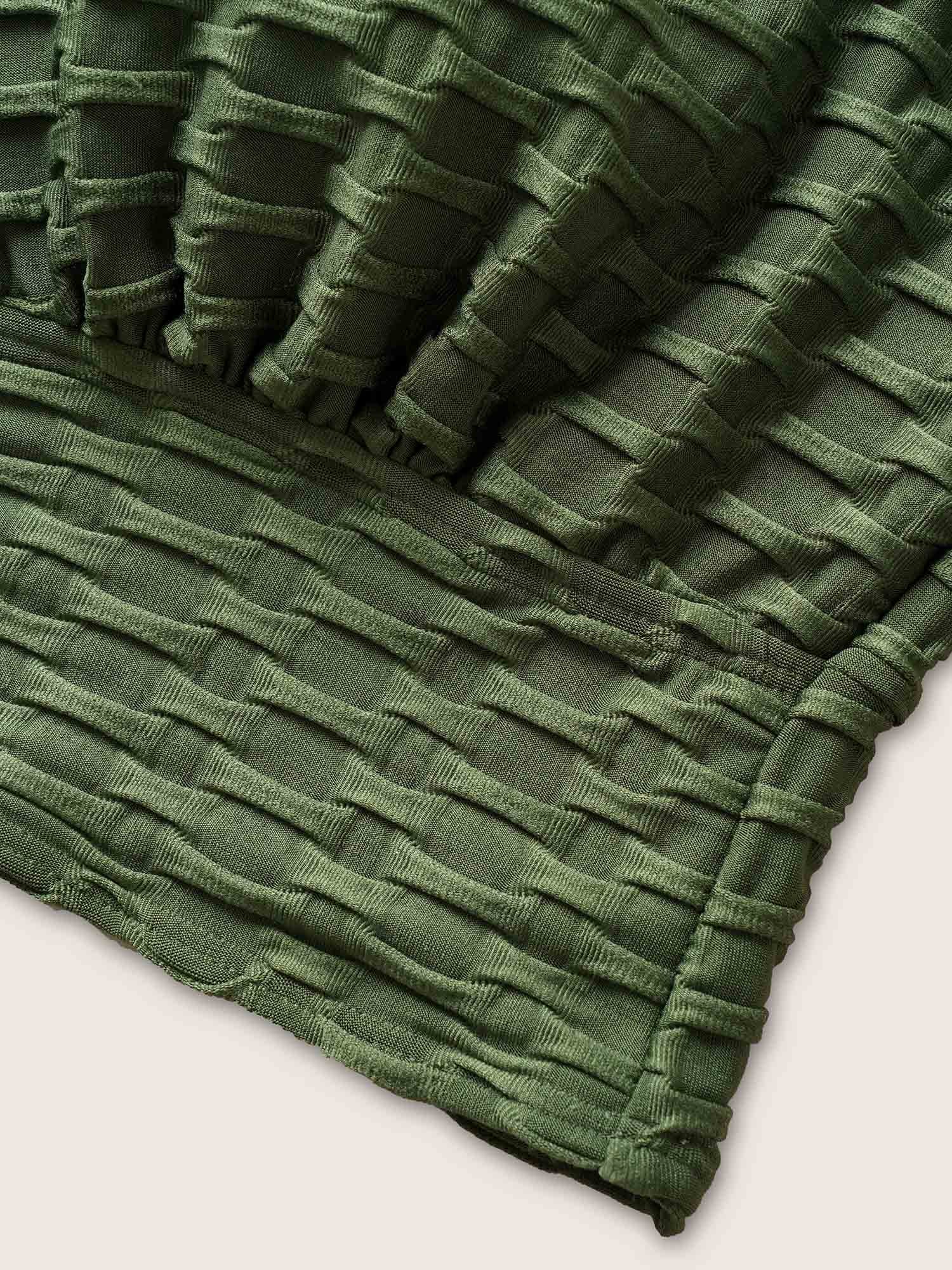 Plain Textured Wrap Tie Knot Swim Top - Image 5