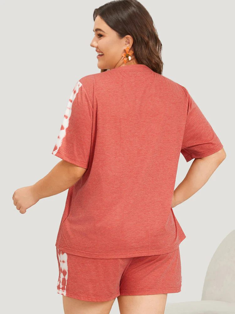 Plain Tie-Dye Round Neck Pajama Top - Image 2