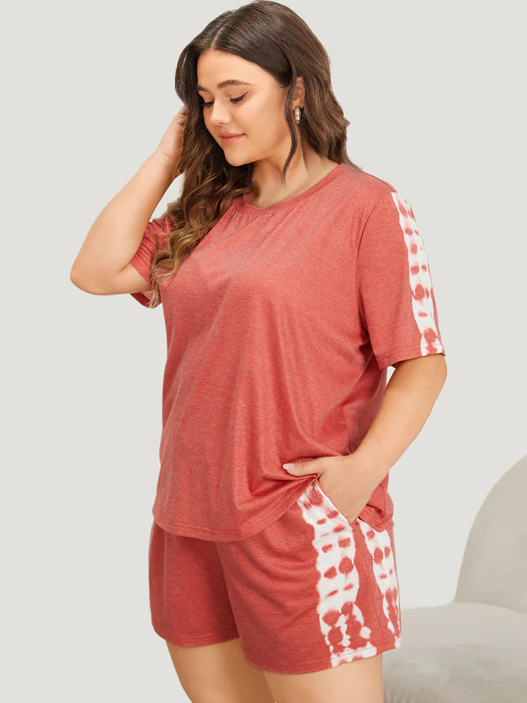 Plain Tie-Dye Round Neck Pajama Top - Image 3
