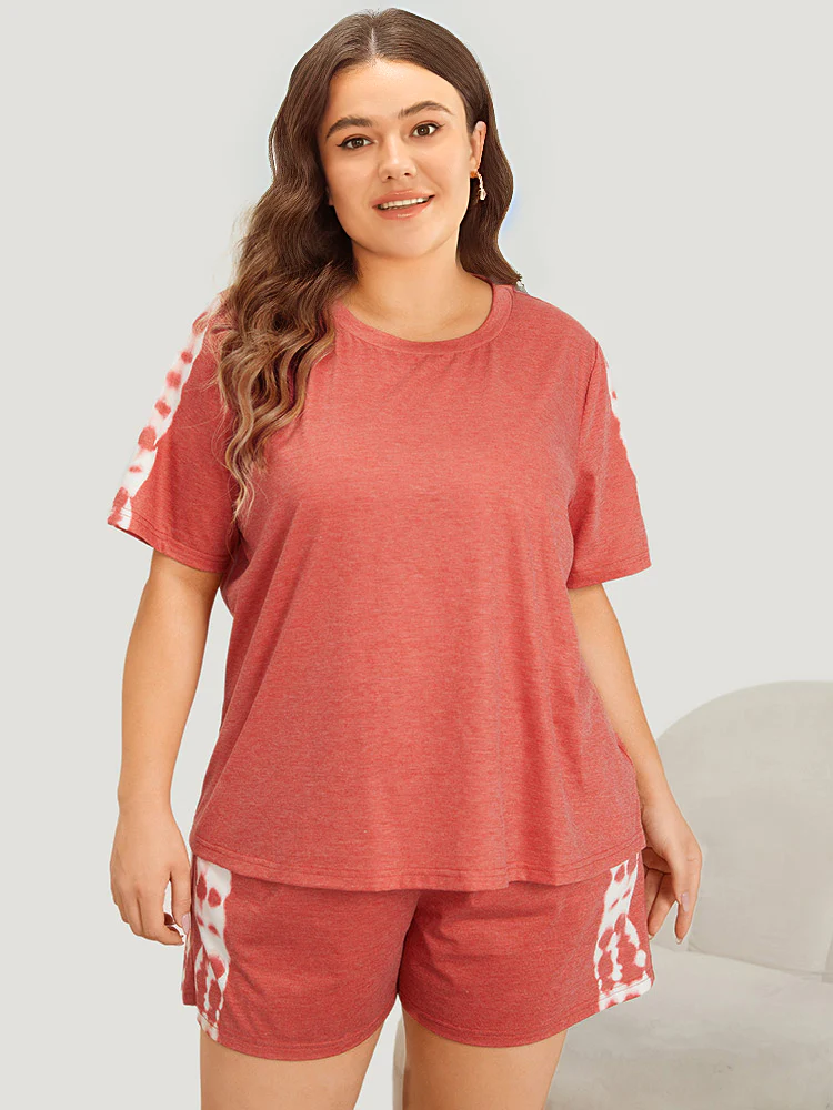 Plain Tie-Dye Round Neck Pajama Top - Image 4