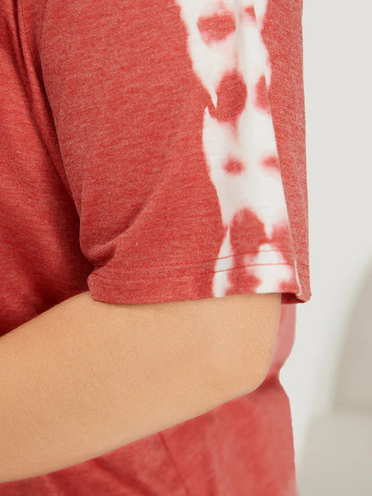 Plain Tie-Dye Round Neck Pajama Top - Image 5