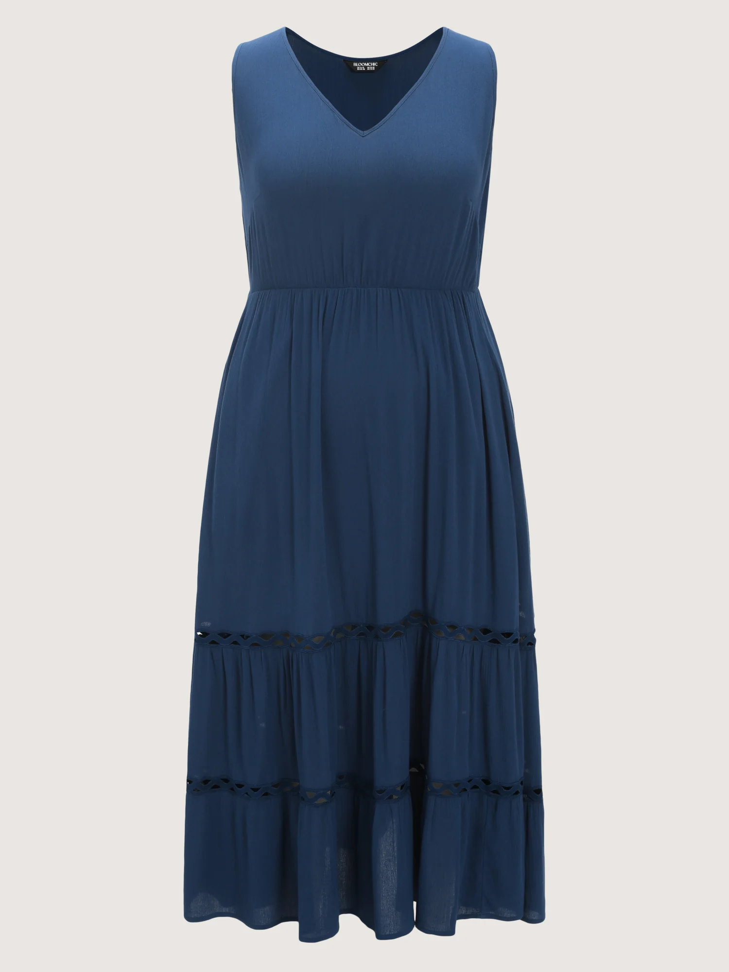 Plain Tiered Lace Trim Maxi Dress - Image 8
