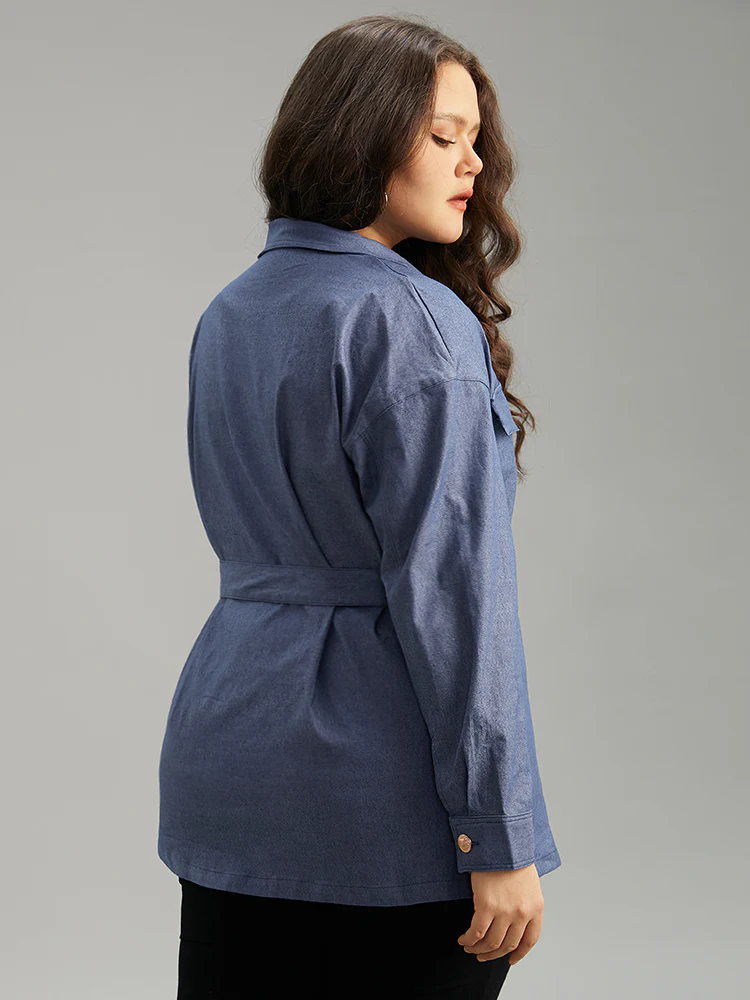 Plain Ties Pocket Button Through Shacket - Image 2
