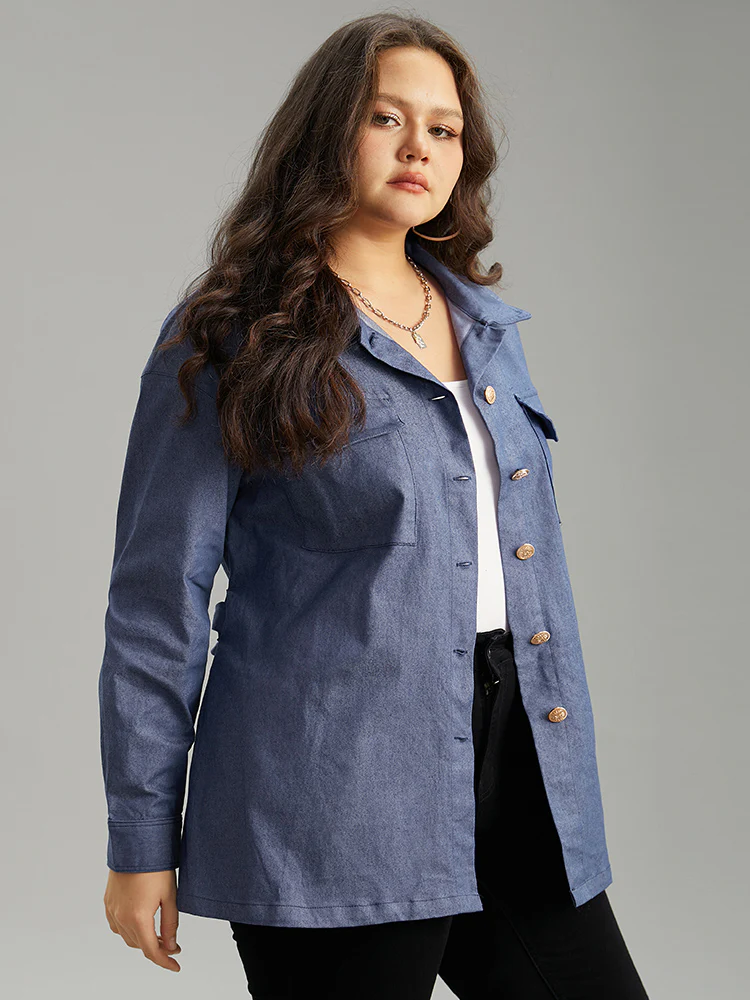Plain Ties Pocket Button Through Shacket - Image 3