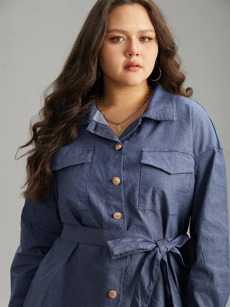 Plain Ties Pocket Button Through Shacket - Image 6