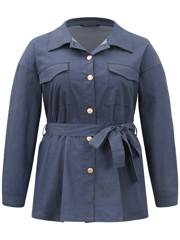Plain Ties Pocket Button Through Shacket - Image 7