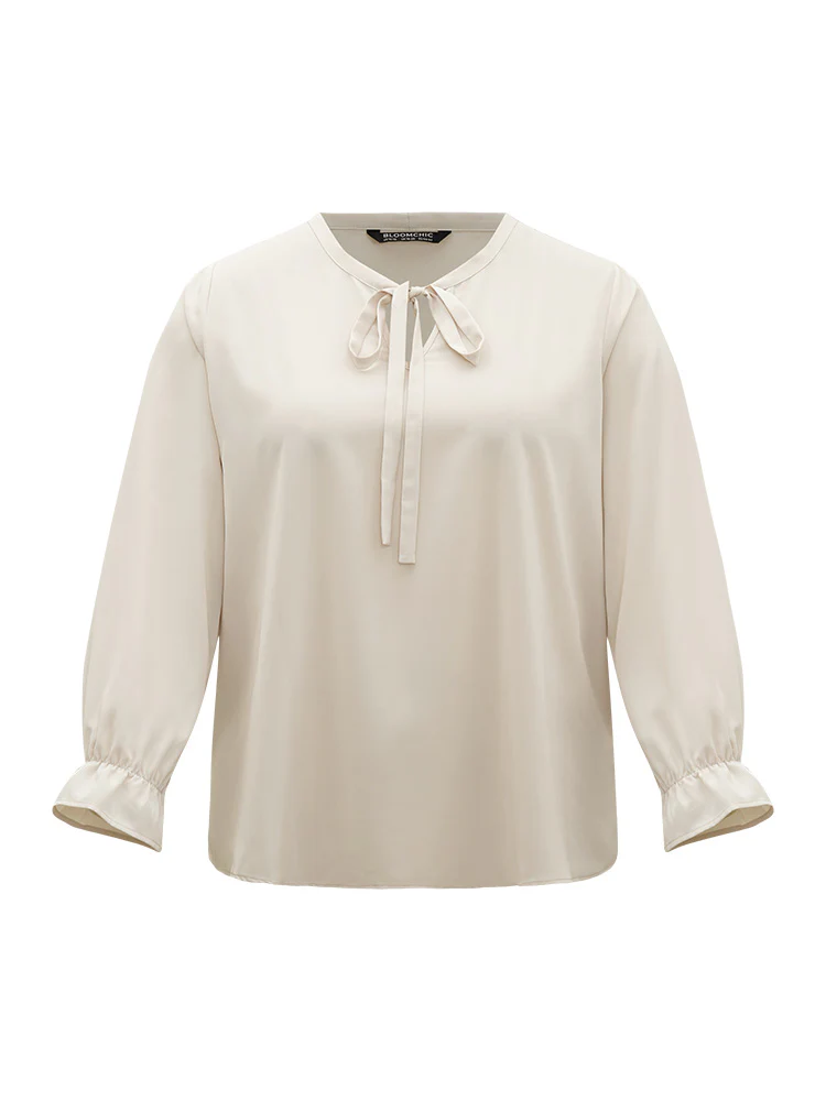 Plain Ties Ruffle Trim Woven Top - Image 10