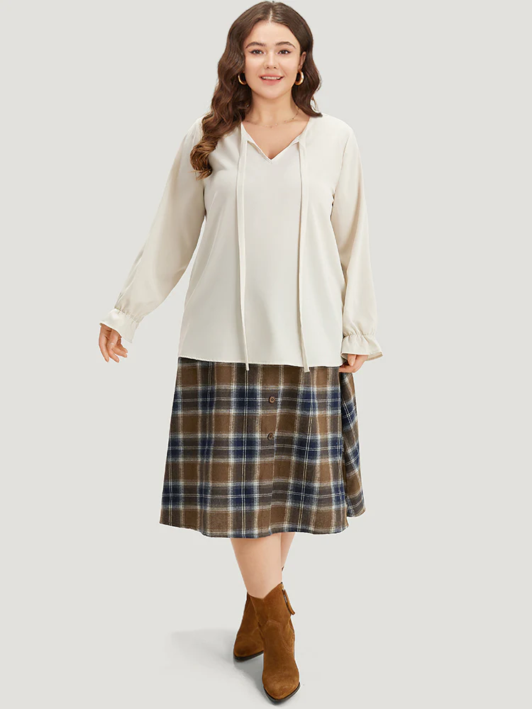 Plain Ties Ruffle Trim Woven Top - Image 2