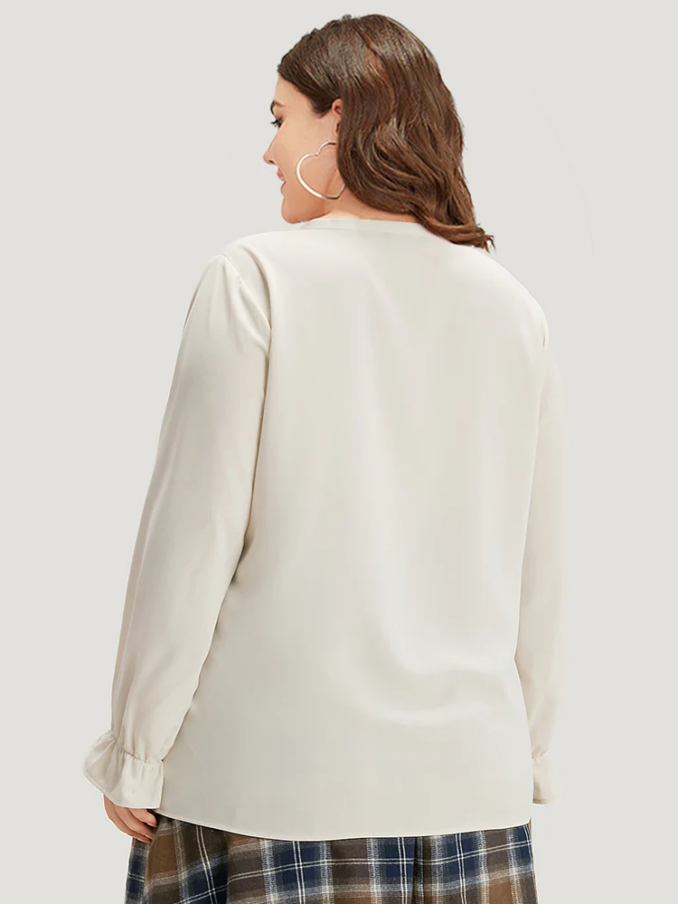Plain Ties Ruffle Trim Woven Top - Image 6