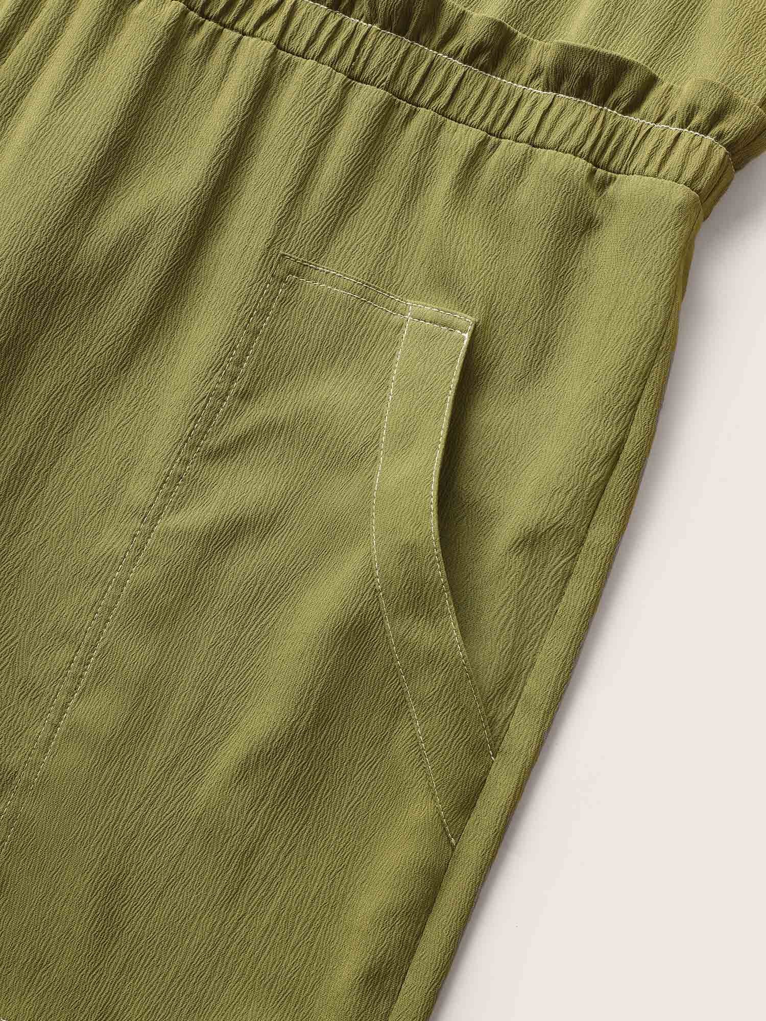 Plain Tucked Seam Frill Trim Jumpsuit - Image 6