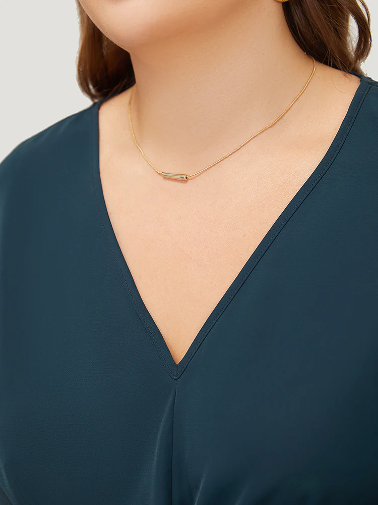 Plain Twist Front Dolman Sleeve Asymmetrical Hem Blouse - Image 7