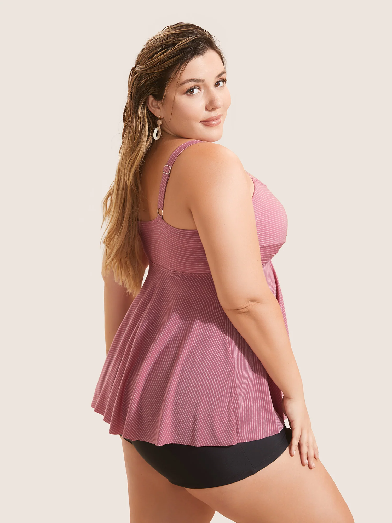 Plain Twist Front Gathered Swim Top - Image 2
