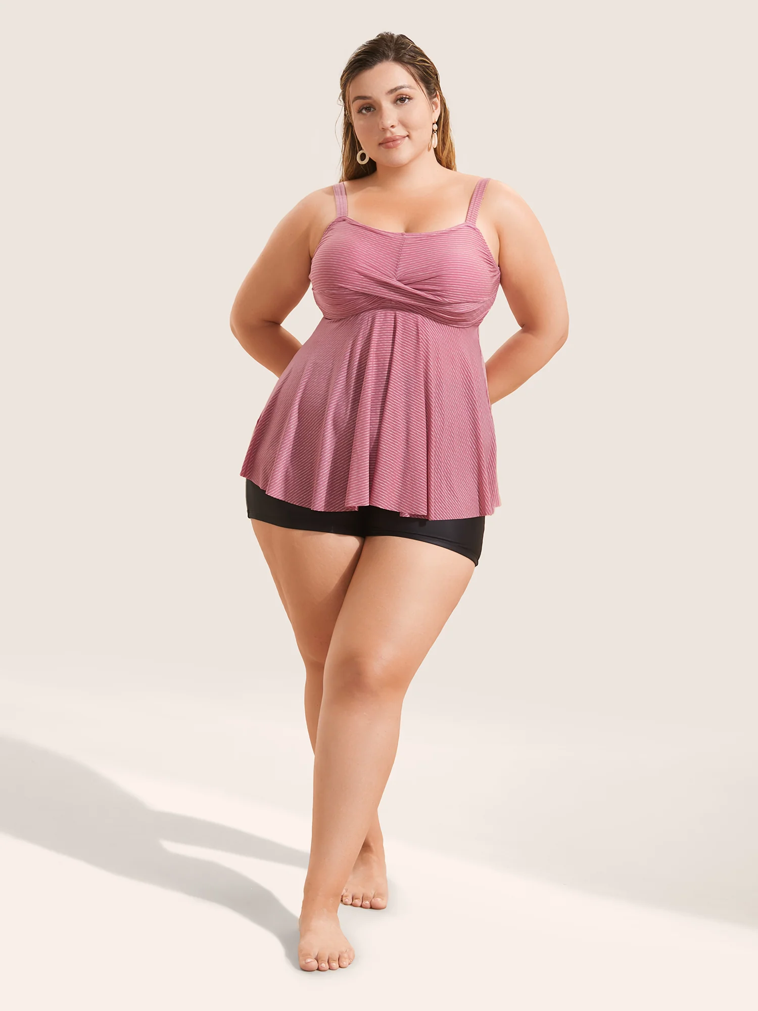 Plain Twist Front Gathered Swim Top - Image 3