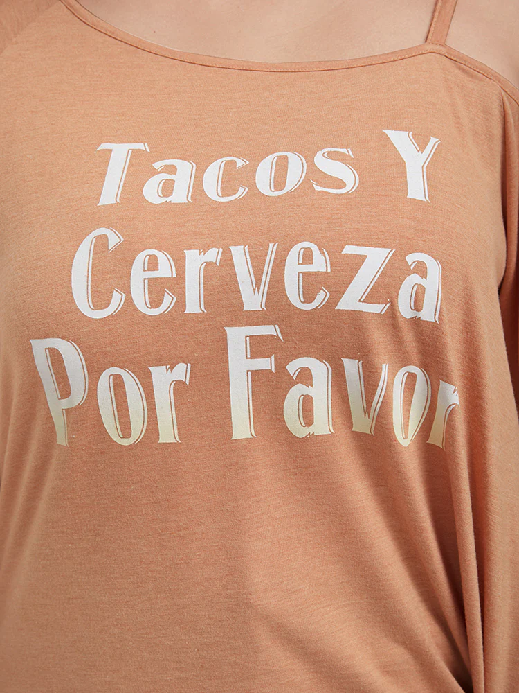 Plain Twist Front Off Shoulder T-shirt - Image 5