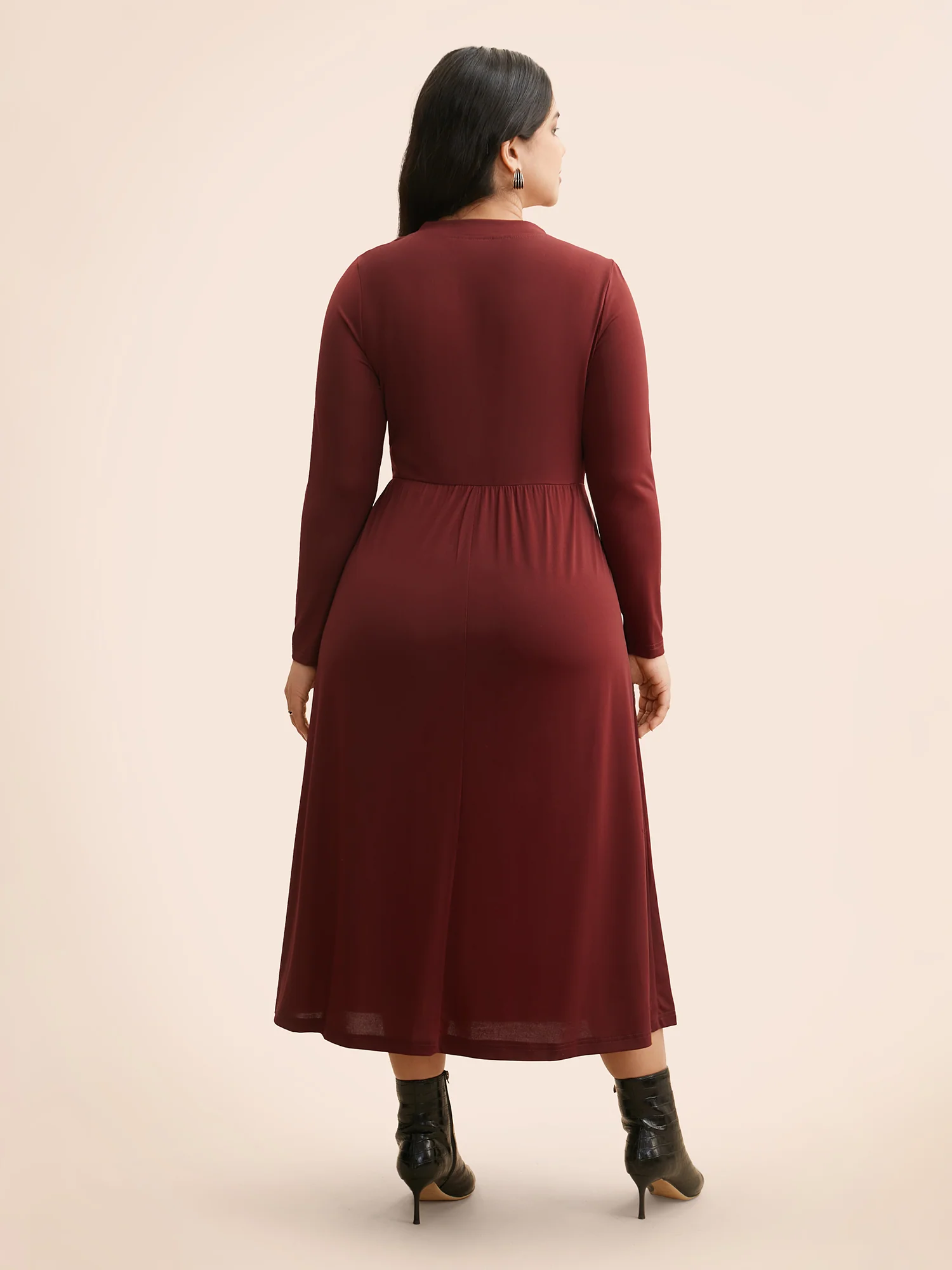 Plain Twist Neck Midi Dress - Image 4