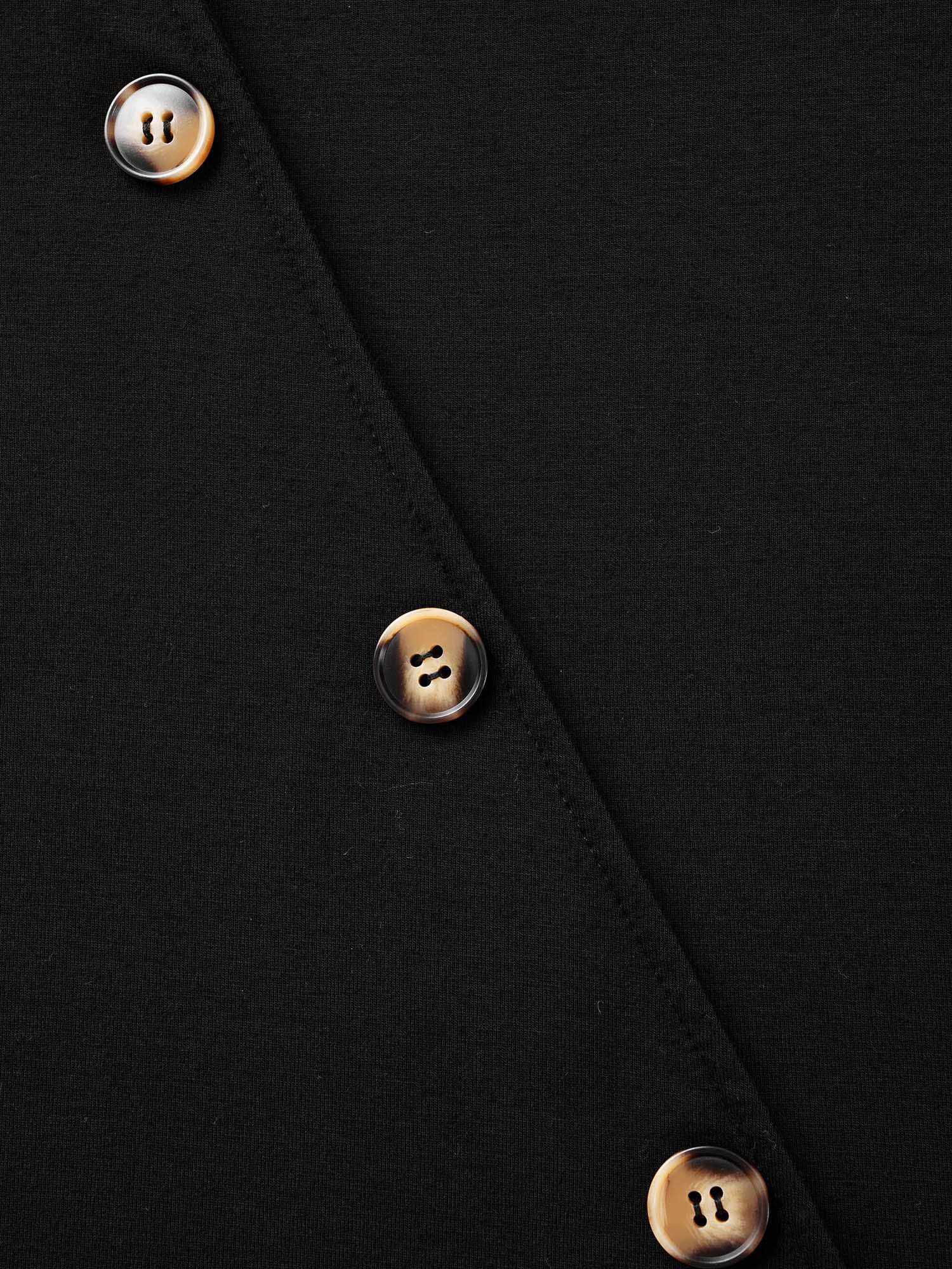 Plain V Neck Button Detail Flutter Sleeve T-shirt - Image 5