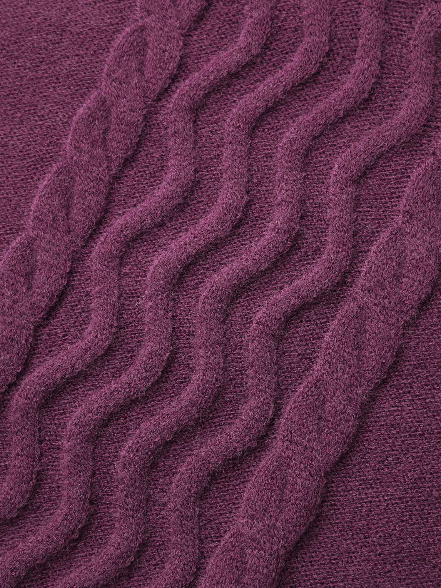 Plain V Neck Cable Knit Pullover - Image 6