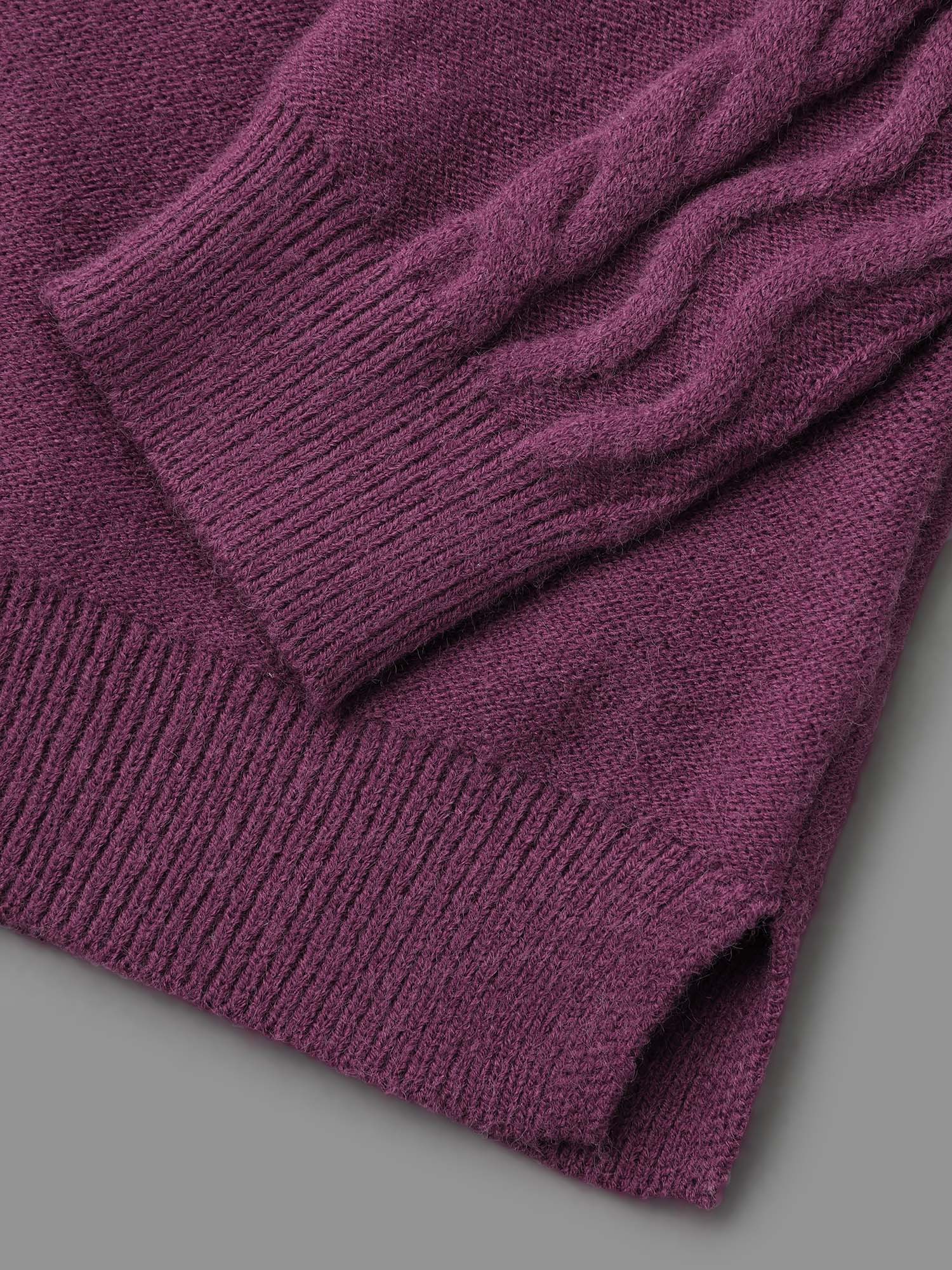 Plain V Neck Cable Knit Pullover - Image 7