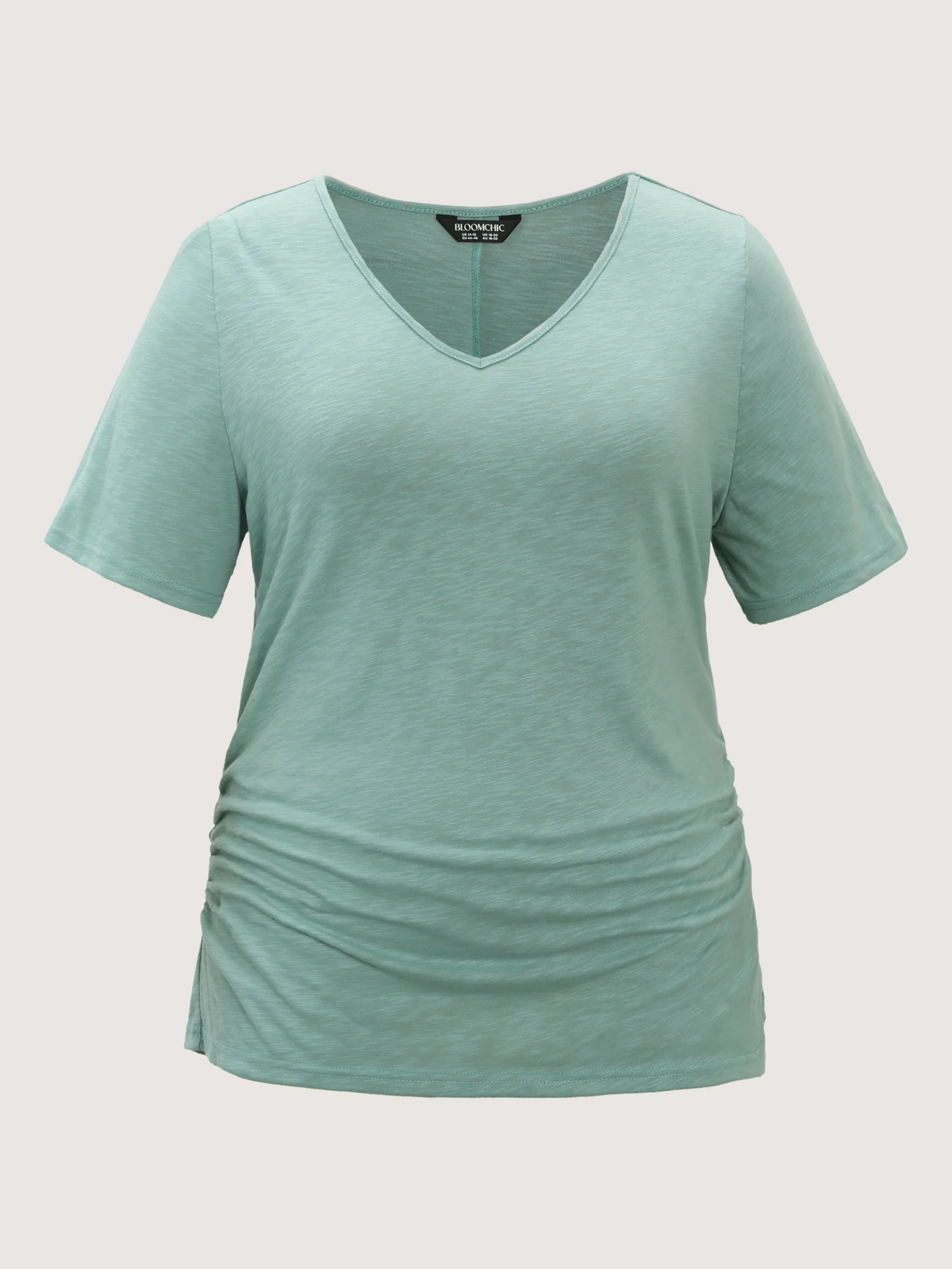 Plain V-Neck Drape T-Shirt - Image 5