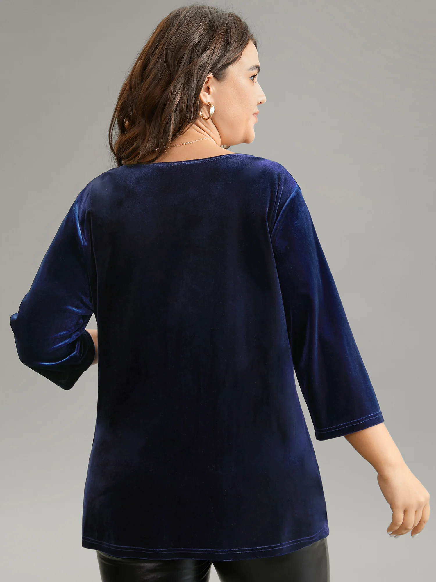 Plain Velvet Cowl Neck Blouse - Image 5
