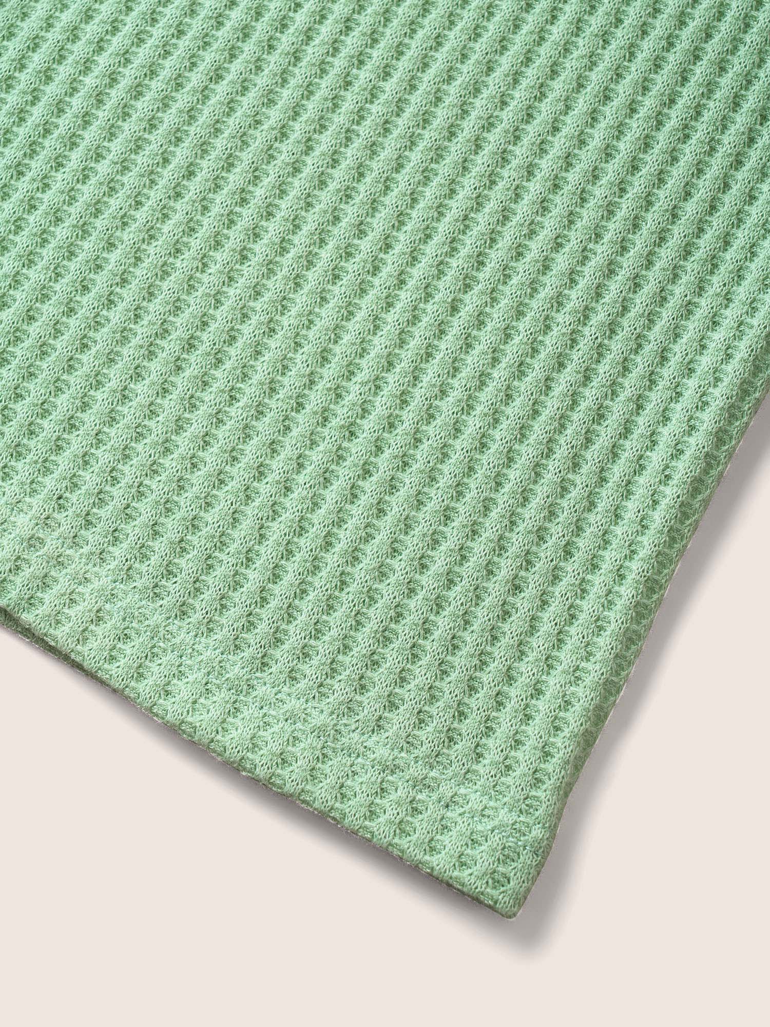 Plain Waffle Knit Button Cuff Sleeve T-shirt - Image 6