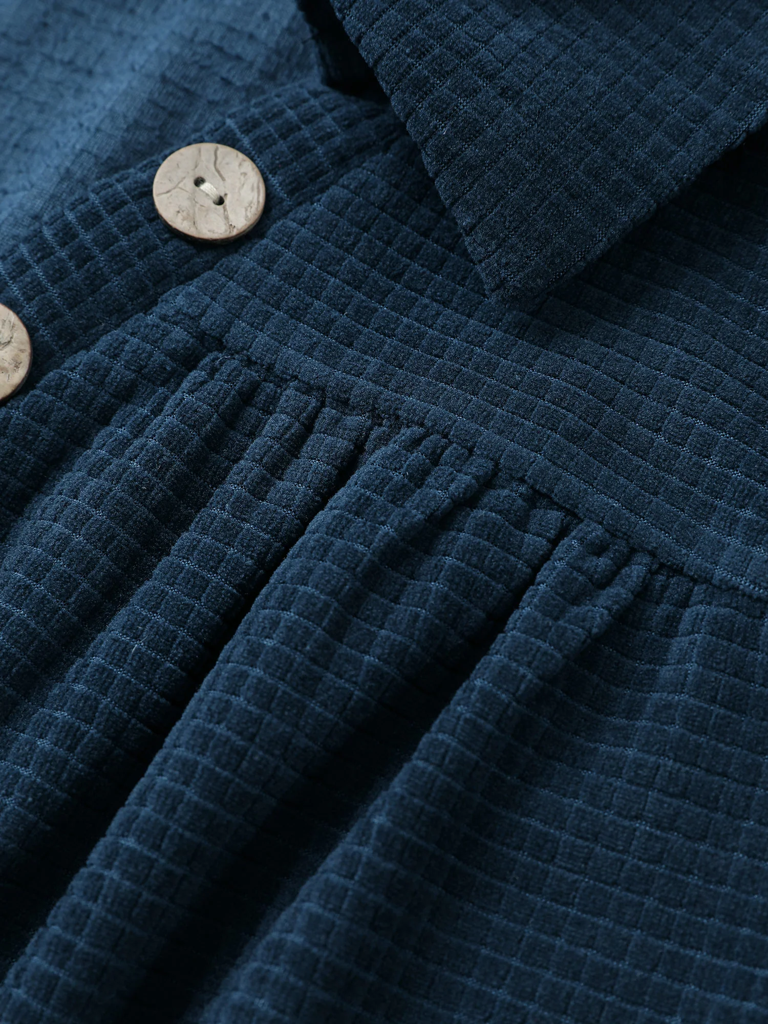 Plain Waffle Knit Gathered Button Detail T-shirt - Image 6