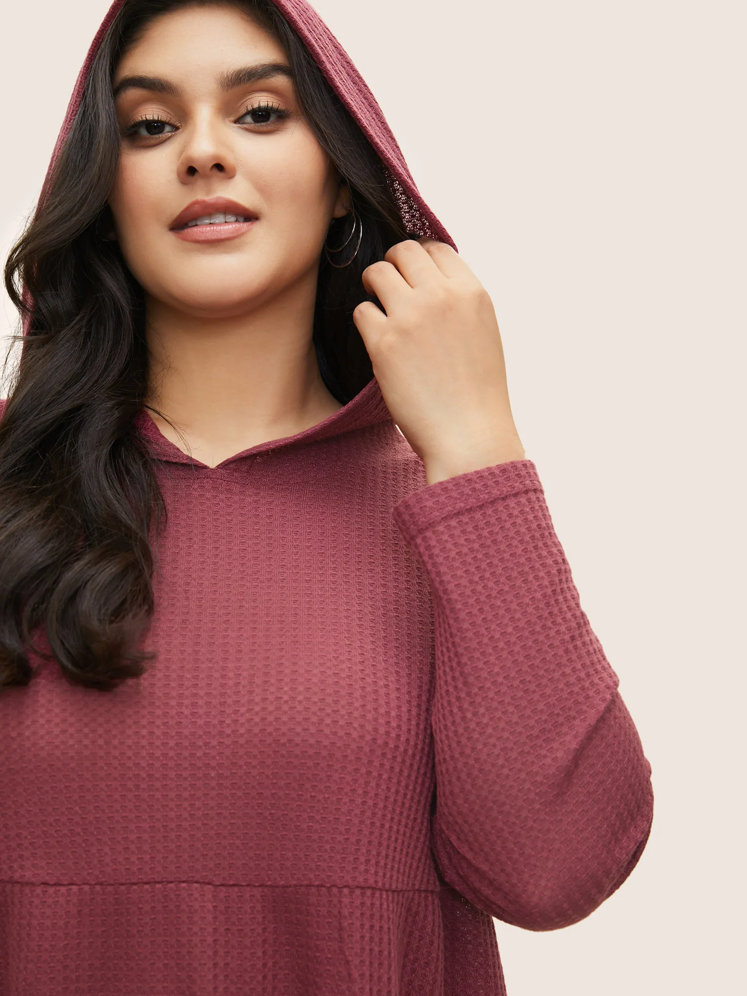 Plain Waffle Knit Ruffle Hem  T-shirt - Image 4