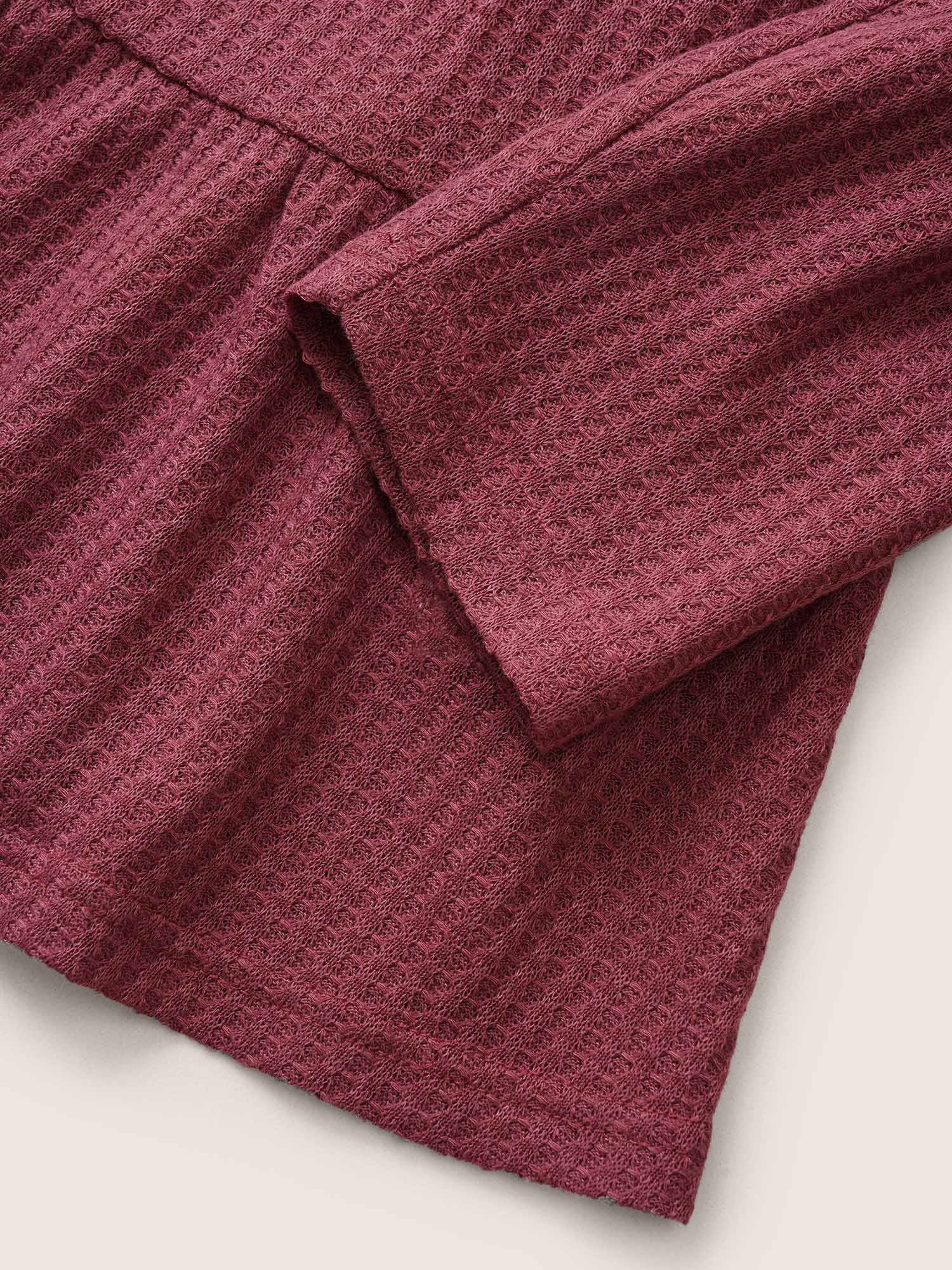 Plain Waffle Knit Ruffle Hem  T-shirt - Image 5