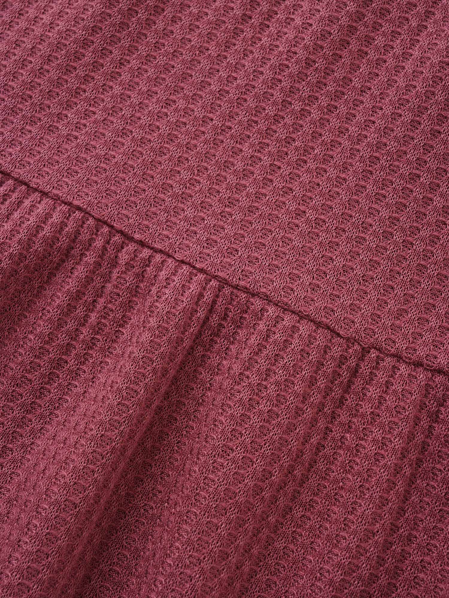 Plain Waffle Knit Ruffle Hem  T-shirt - Image 6
