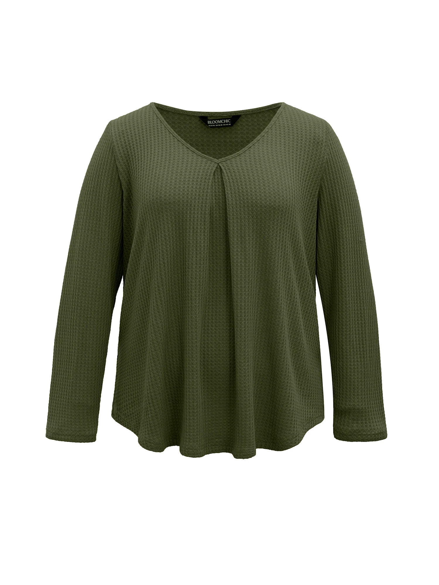 Plain Waffle Knit Scoop Neck Plicated Detail T-shirt - Image 18
