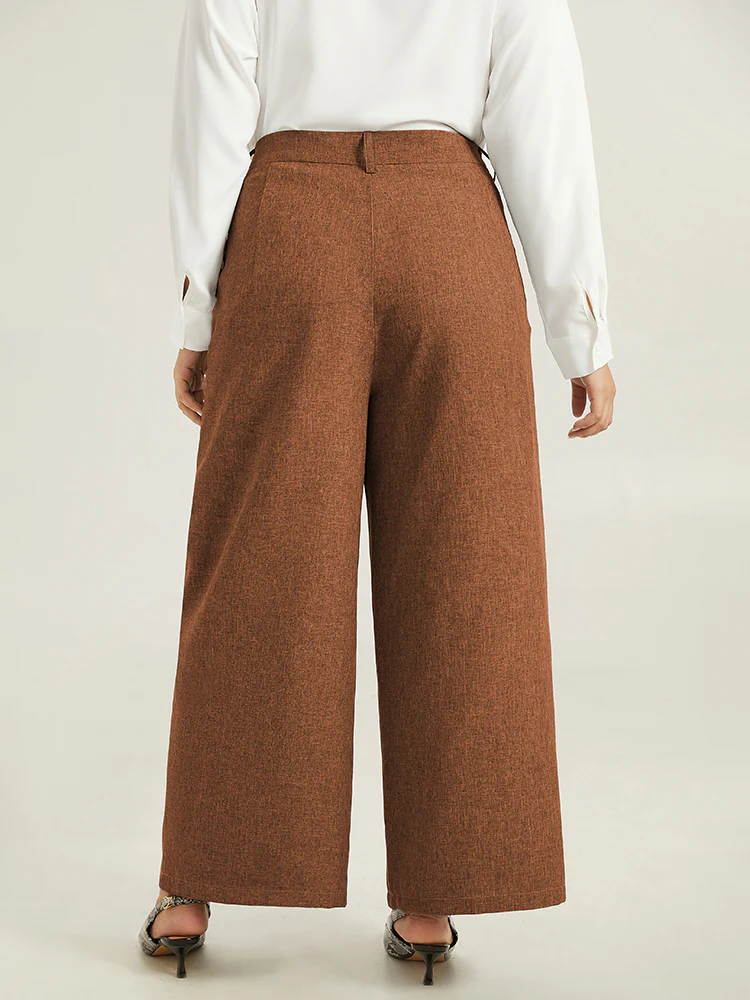 Plain Wide Leg Elastic Waist Pocket Pants - Image 5