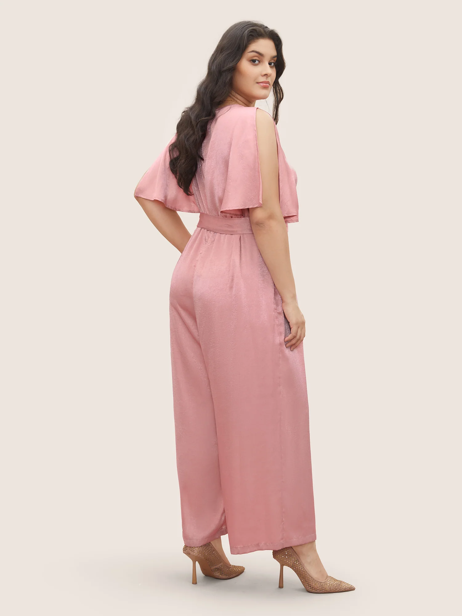 Plain Wrap Pleated Sleeveless Jumpsuit - Image 3
