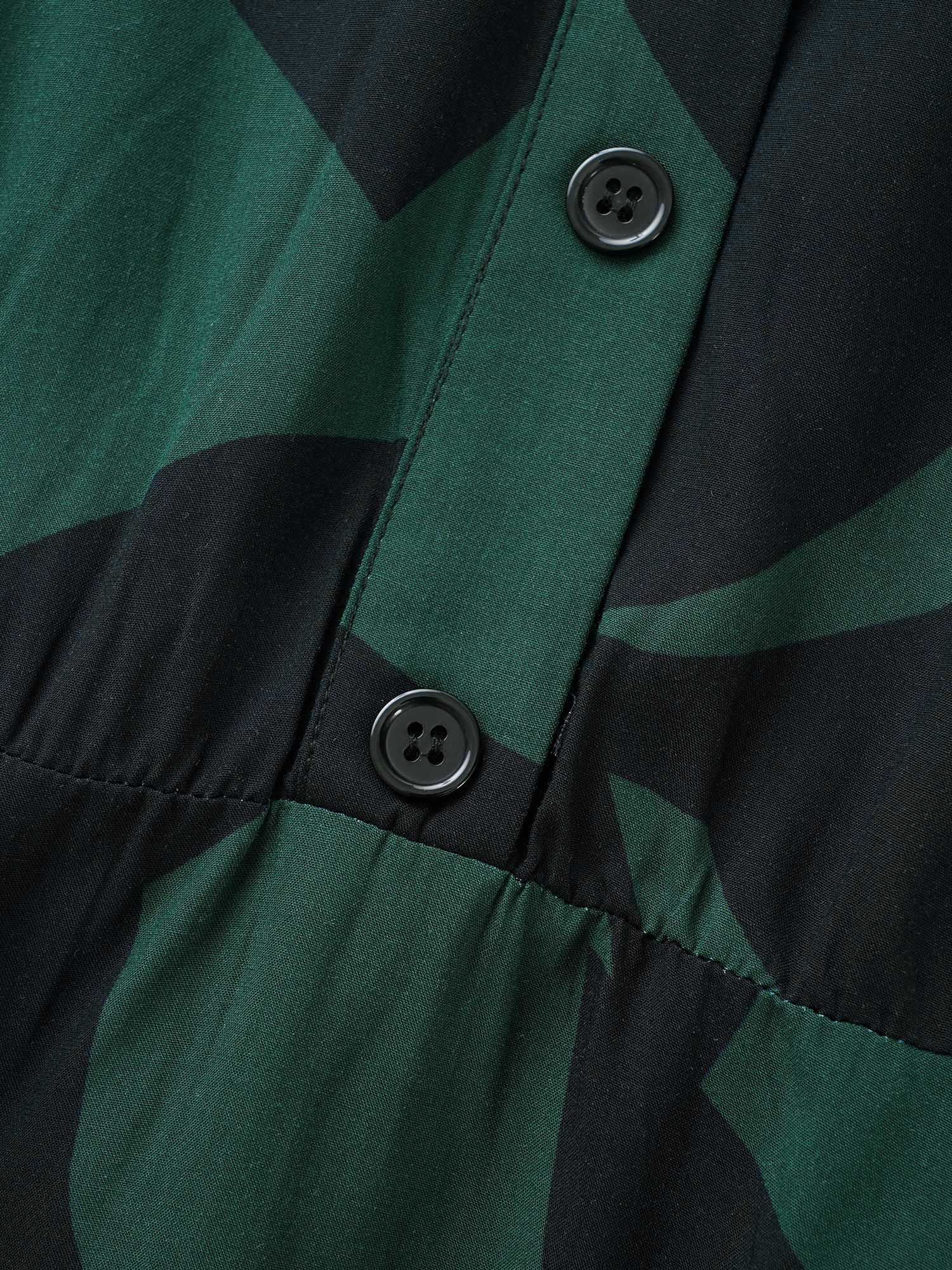 Plant Pocket Puff Sleeve Belt Ruffle Hem Button Up Dress - Image 5