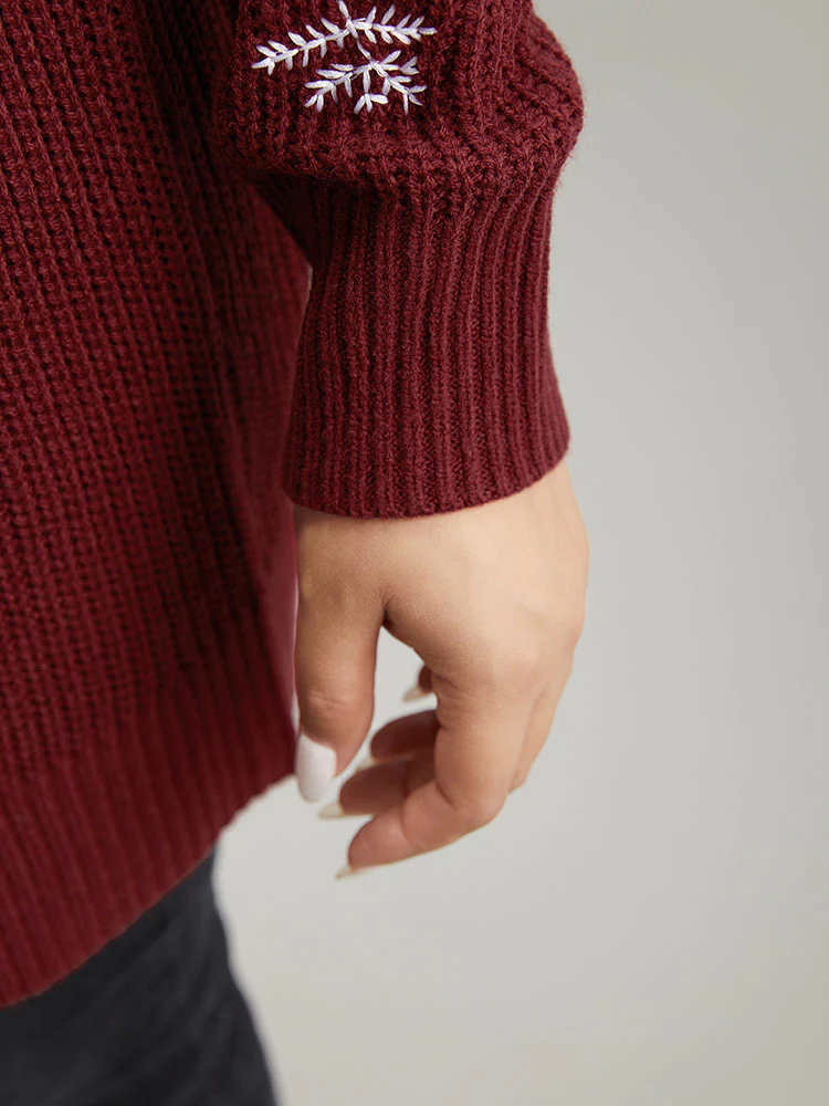 Plants Embroidered Plisse Elastic Cuffs Pullover - Image 6