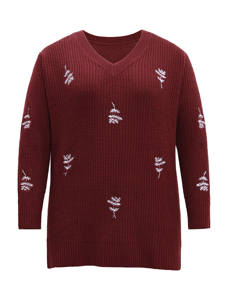 Plants Embroidered Plisse Elastic Cuffs Pullover - Image 7