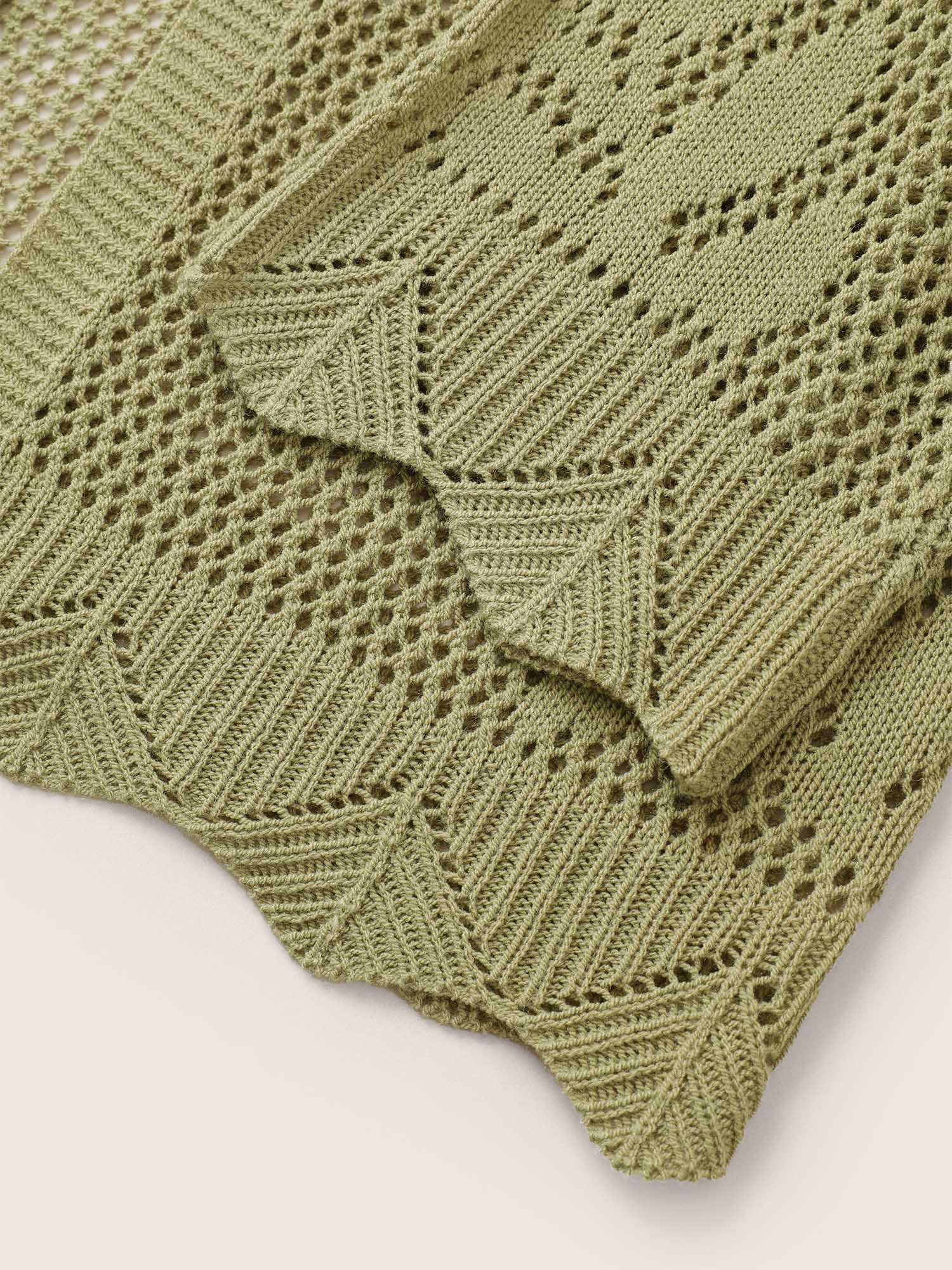 Plants Hollow Out Ties Scalloped Trim Cardigan - Image 8