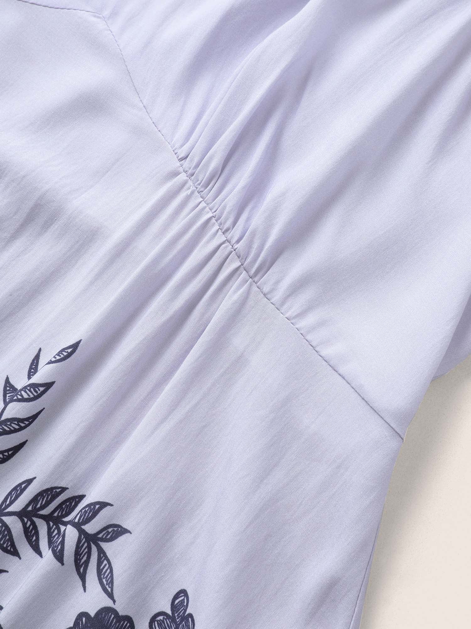 Floral Contrast Lace Panel Adjustable Pajama Top - Image 6