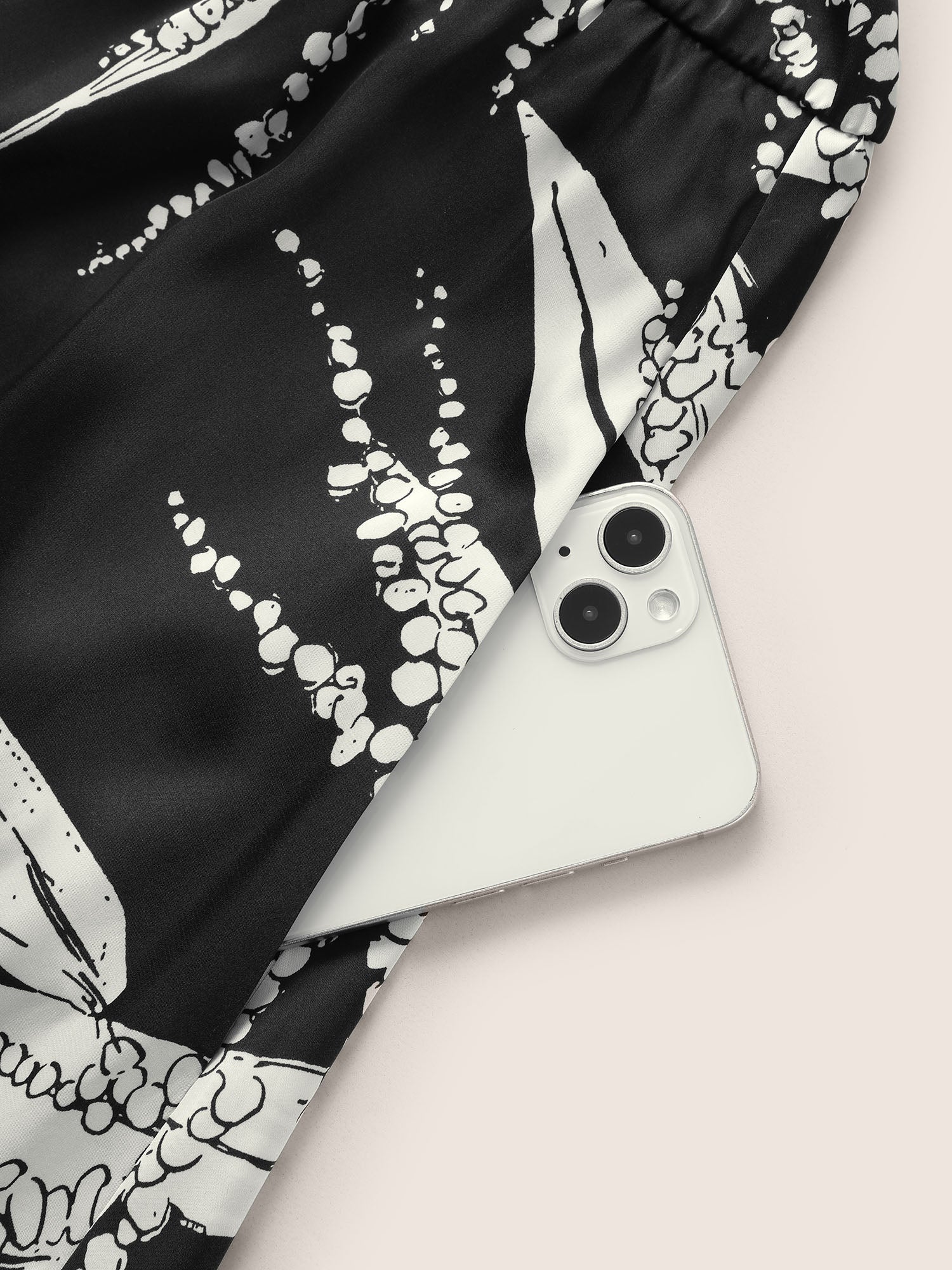 Plants Print Notched Belted Pocket Dress - Image 6