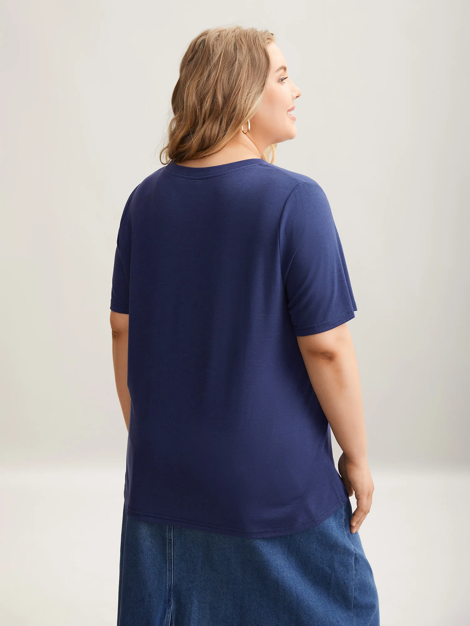 Plants Print Stretchy Crew Neck T-Shirt - Image 4