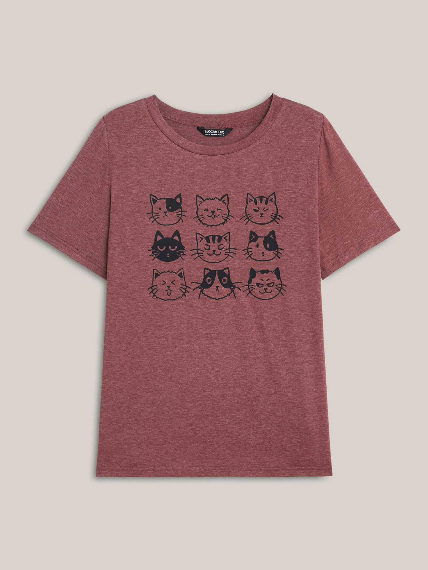 Playful Cats Print Crew Neck T-Shirt - Image 6